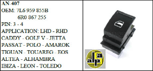 Unıversal Cam Anahtarı>vw Caddy - Golf 5 - Passat B6 Tekli   >>7l6959855b - Mcar-An407