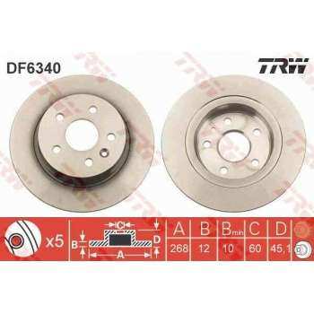 FREN DISKI ARKA - TAKIM 15 INCH 268MM - TRW DF6340