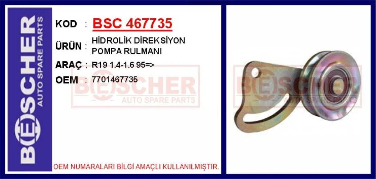 Renault Eski Hidrolık Direksiyon Pompa Rulmanı R19 1.4-1.6 95> - Bsc 467735