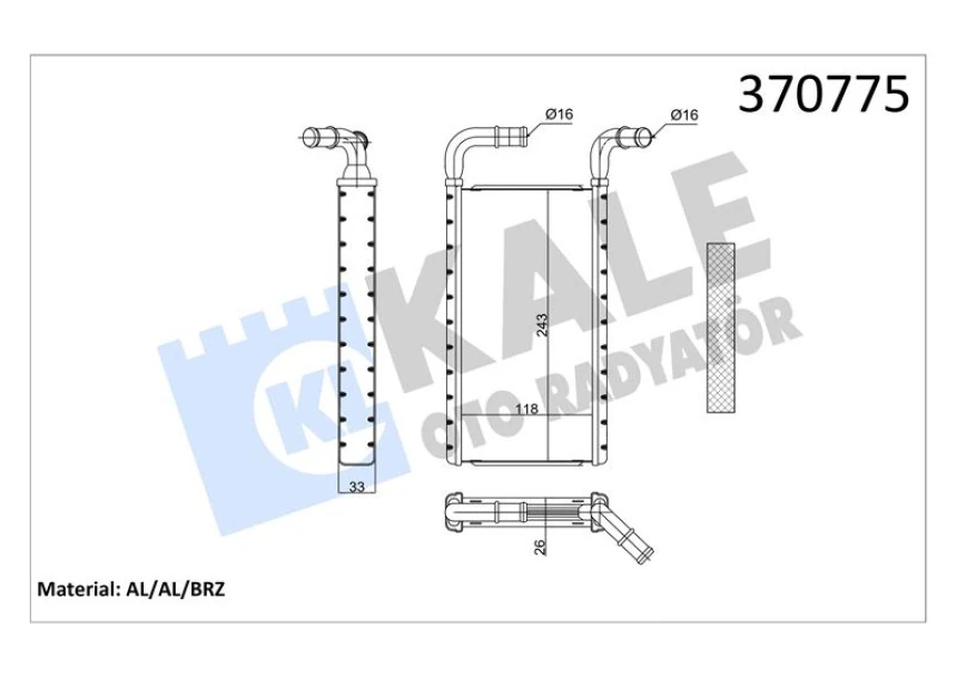 Scanıa Truck Kalorıfer Radyatoru - Scanıa / G II - L - P II - R II - S (dc13) Euro6 17=> (borulu) [brazıng Al/al] - Kale 370775