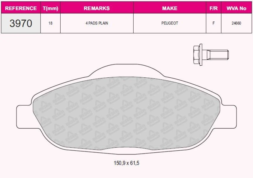 Psa On Fren Balatası P308 P3008 1,4 16v / 1,6 16v / 1,6hdi 09 / 07> - Grap 93970