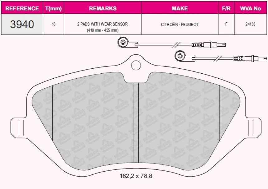 Psa On Fren Balatası P407 C6 2,2hdi 2,2 16v 3,0 2,7 - Grap 93940