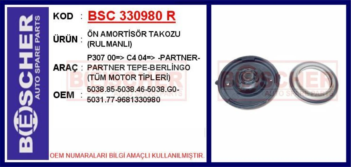 Psa Amortısor Takozu On Rulmanlı P307 C4 C4 Picasso 04 Berlingo III Partner Tepe 06>c4 II Ds4 P308 1,6 / - Bsc 330980 R