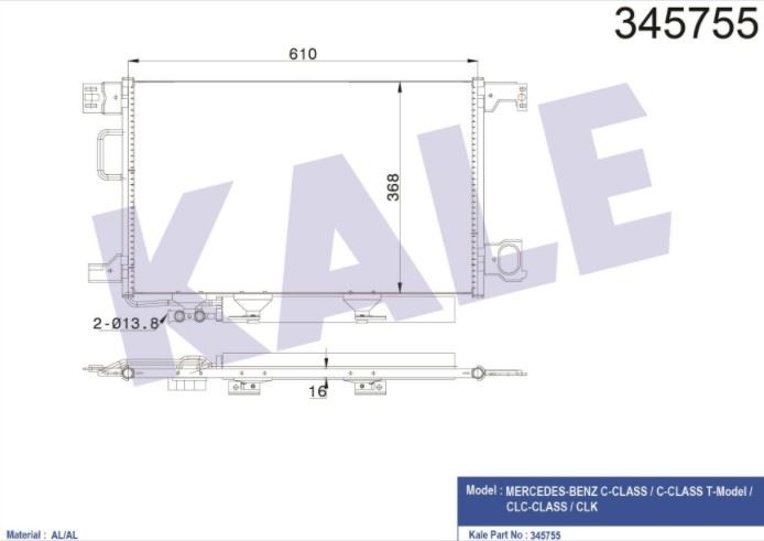 KLIMA RADYATORU W203 0207 CL203 0208 S203 0207 C209 0209 A209 0310 - KALE 345755