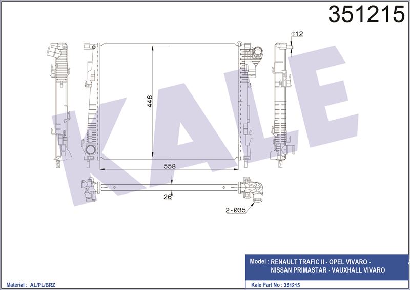MOTOR RADYATORU TRAFIC II VIVARO PRIMASTAR VAUXHALL VIVARO - KALE 351215