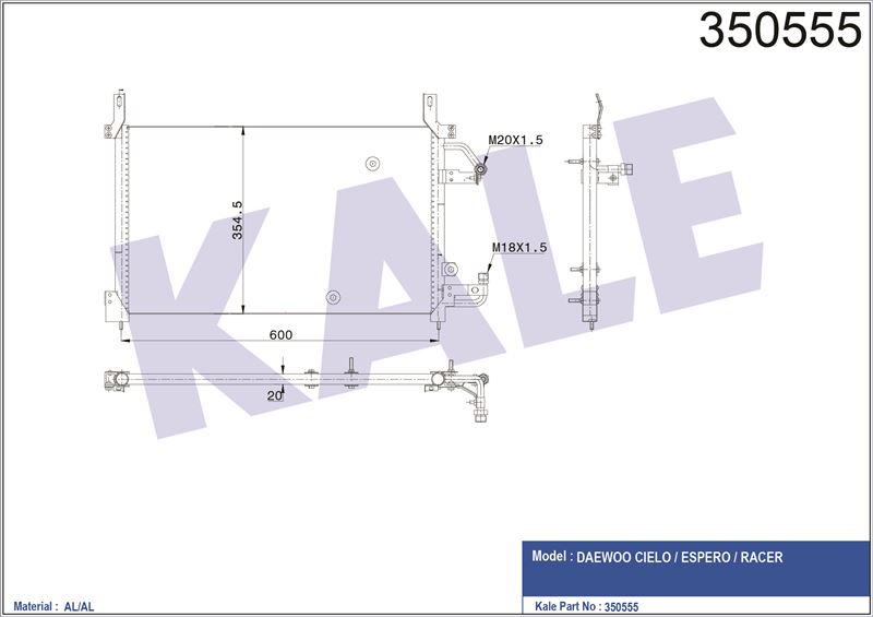 KLIMA RADYATORU DAEWOO ESPERO 96>00 - KALE 350555