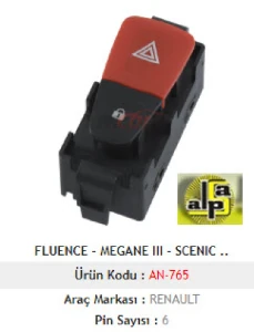 Unıversal Flaşör Anahtarı>renault Fluence-Megane III  >2521 000 04r - Mcar-An765
