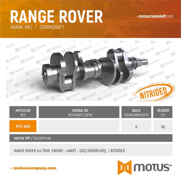 KRANK MILI GUCLENDIRILMIS 448DT 4.4TDV8 LAND ROVER - MOTUS 1403