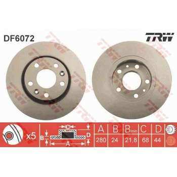 FREN DISKI ÖN - TAKIM 280MM(5 BIJON) - TRW DF6072