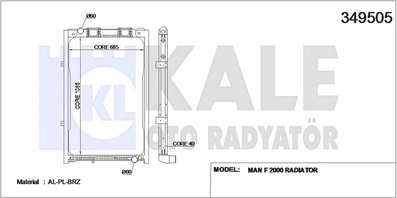 RADYATOR MOTOR MAN F 2000 (CERCEVELI) / (MT) - KALE 349505