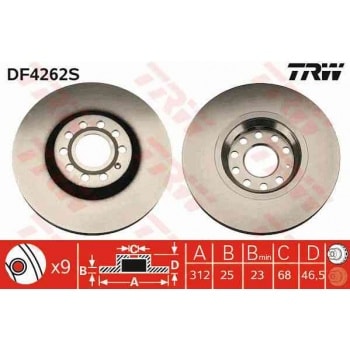 ON FREN AYNASI PASSAT 1,6 / 1,9TDI / 2,0 / 1,8T 05> A4 01> A6 97> SUPERB 02> EXEO 09> - TRW DF4262S