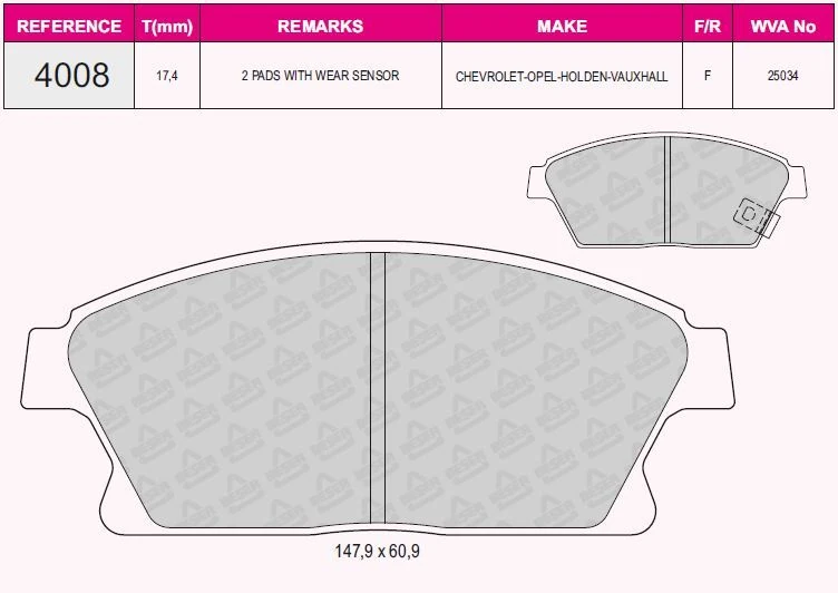 Opel On Fren Balatası 16 İnch Astra J Cruze Zafıra C Mokka - Grap 94008