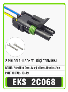 SOKET>2 PİN OTO ELEKTRİK TESİSAT SOKETİ   S2091 - EKS-2C068