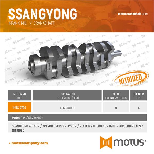 KRANK MILI SSANGYONG KRANK MILI ACTYON ACTYON SPORTS KYRON REXTON 2.0 DIZEL D20T - MOTUS 790
