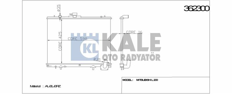 Mitsubıshı Ticarı Motor Su Radyatoru L200 4x4 00>06 Manuel (425x598x26) - Kale 362300