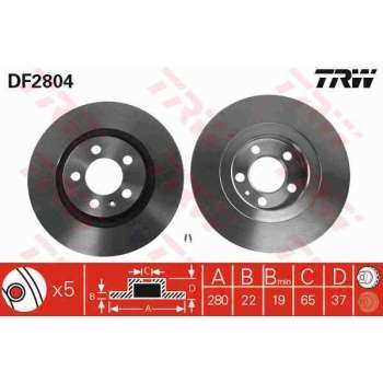 ON FREN AYNASI OCTAVIA 1,8 20V 1,9TDI 96>A3 1,8 20V 1,9TDI 96>GOLF IV 1,8 1,9TDI 97> BORA 98> - TRW DF2804
