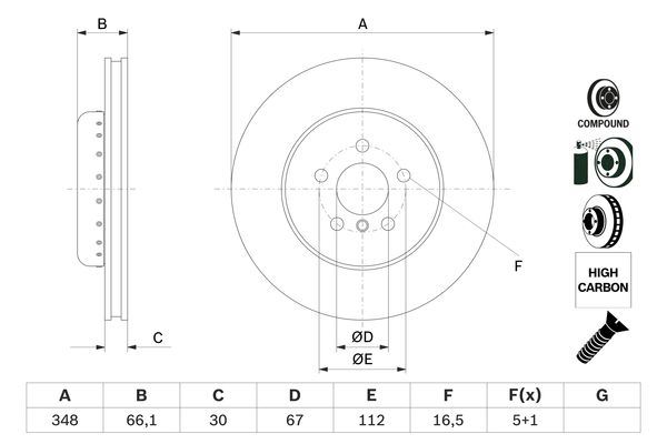 ON FREN DISKI BMW G30 F90 G31 G32 G11 G12 - BOSCH 0986479F57