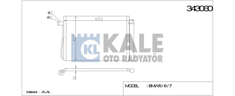 KLIMA RADYATORU BMW M54 N62 N73 E60 E65 E63 E64 - KALE 343060