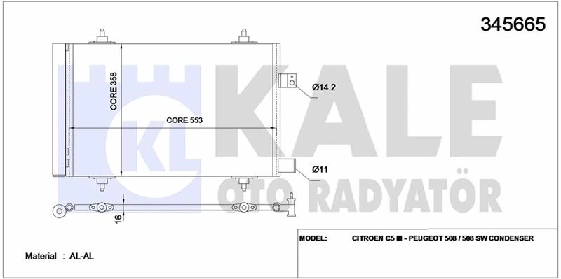 Psa Klima Radyatoru (kondanser) P407 P508 C5 III 2008> Dw10bted4 (2.0 Hdi 16v) - Kale 345665