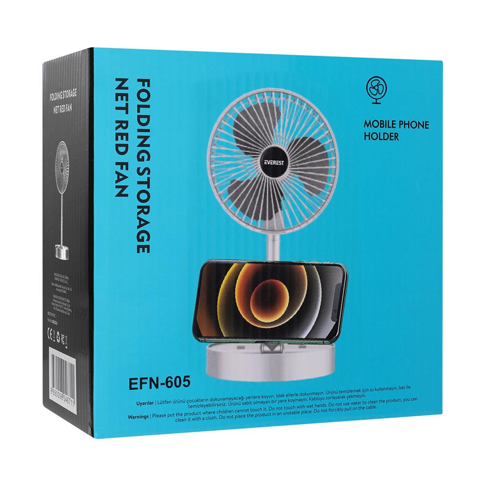Everest EFN-605 Masaüstü Şarj Edilebilir Beyaz 800mAh Usb Fan