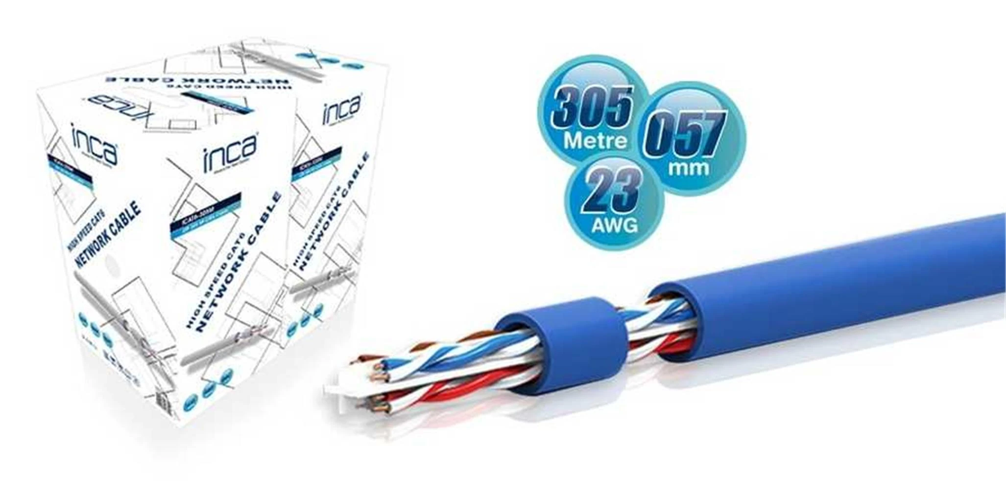 INCA ICAT-305B CAT6 23 AWG 57MM Bakır Kablo 305Mt