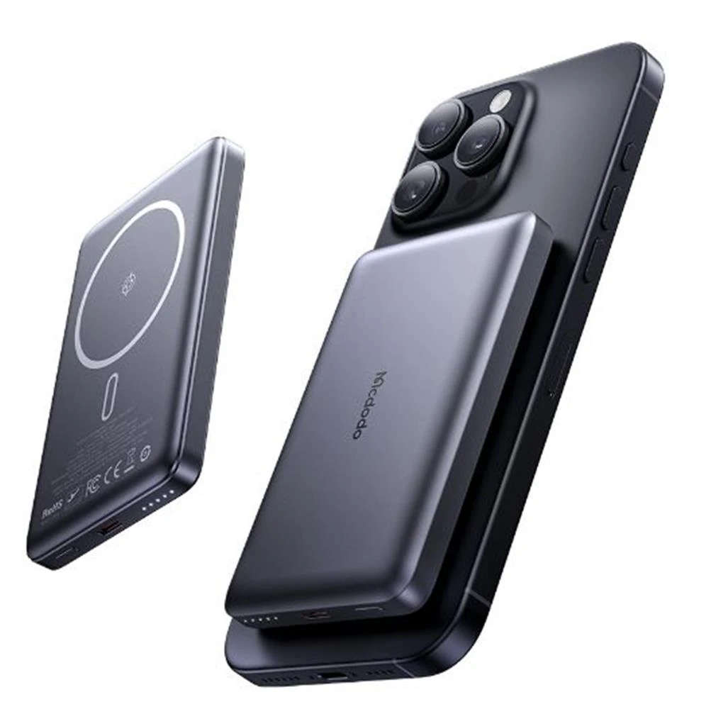 MCDODO MC-4651 10000mAh 20W Metal Ultra İnce Manyetik Kablosuz Powerbank - Siyah
