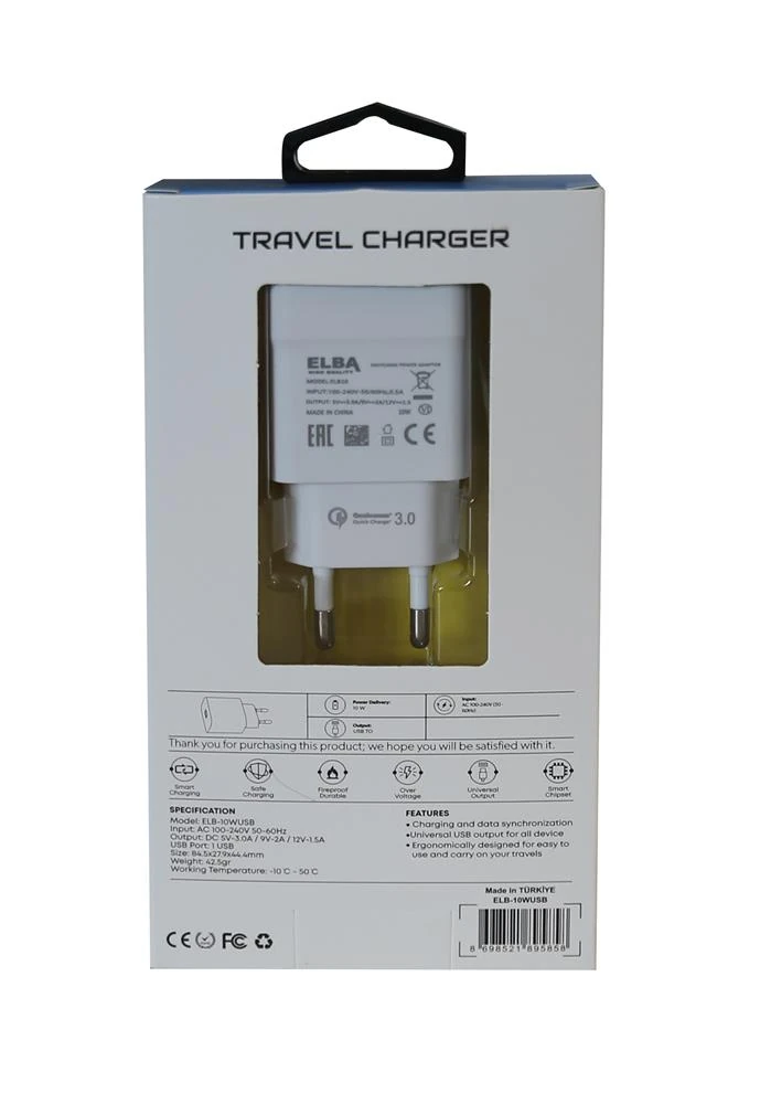 Elba Elb10 10W 3.0A Hızlı Şarj Akıllı Koruma Usb EV Şarj Kafa