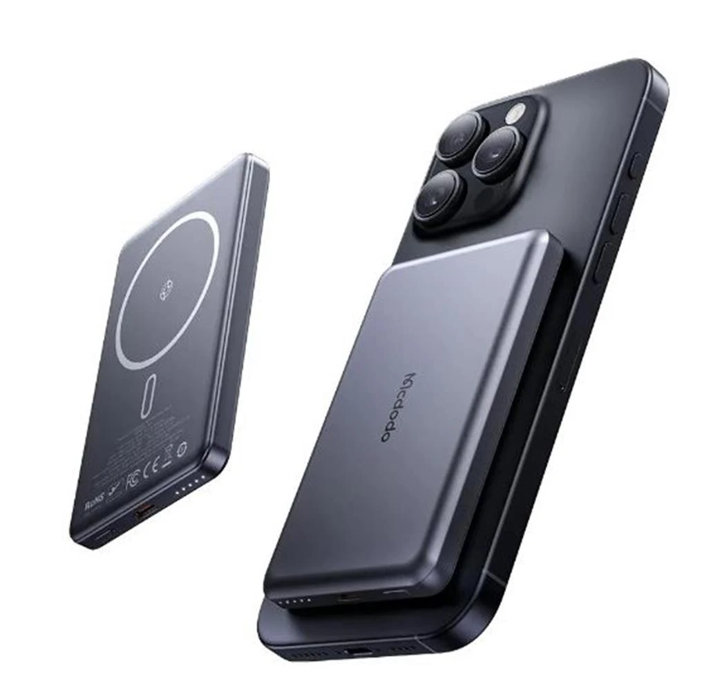 MCDODO MC-4641 20W 5000mAh Metal Ultra İnce Manyetik Kablosuz Power Bank Siyah