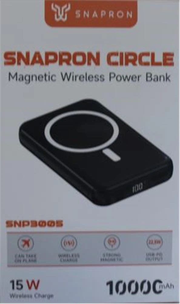 SnapMax SNP-3005 10.000 mah Kablosuz Hızlı Şarj Magsafe Powerbank LED Ekranlı Çoklu Girişli