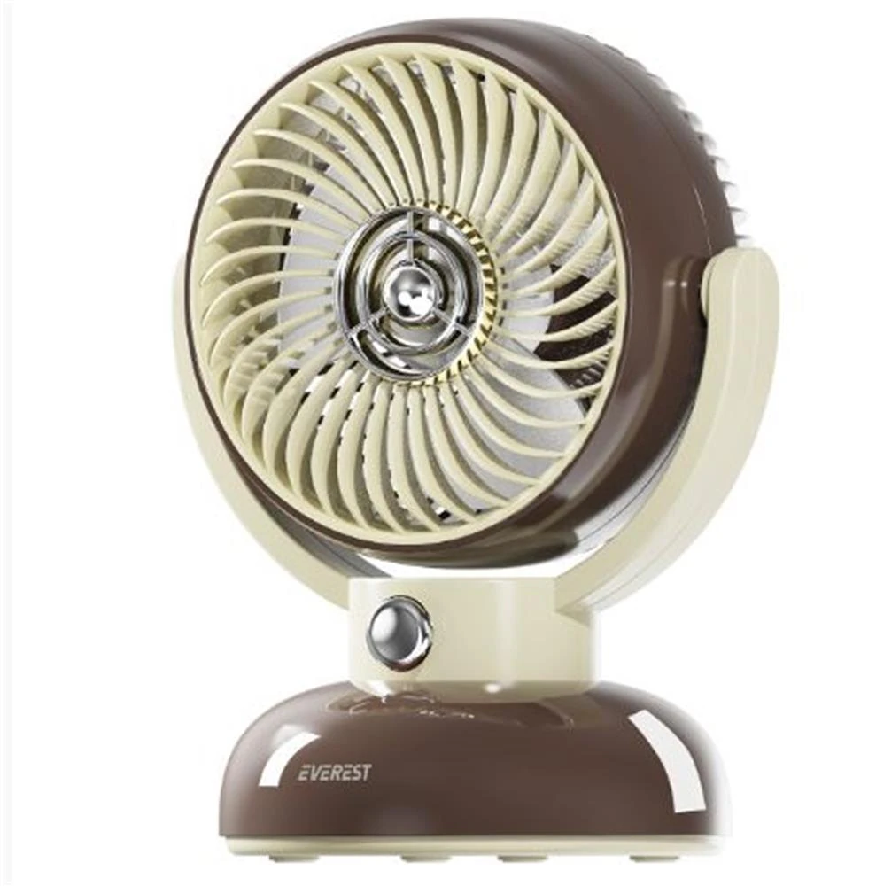 Everest EFN12 Kahve 1200mAh 3 Hız Kademe Led Işıklı Retro Masaüstü Usb Fan