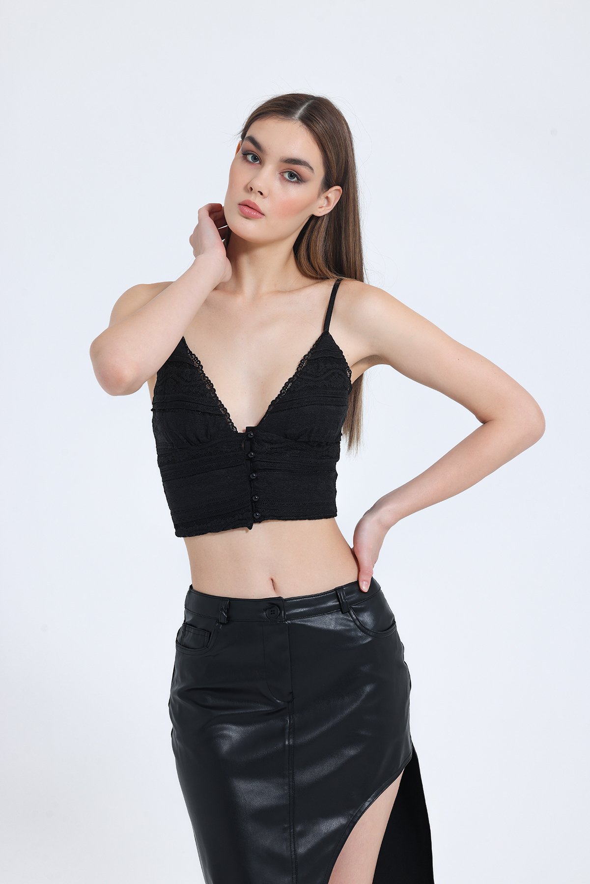 Dantel Detaylı Bluz Siyah LTNBSTY01