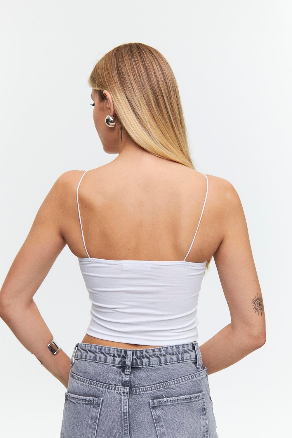 İp Askılı Crop Top Beyaz LTNBSTY04