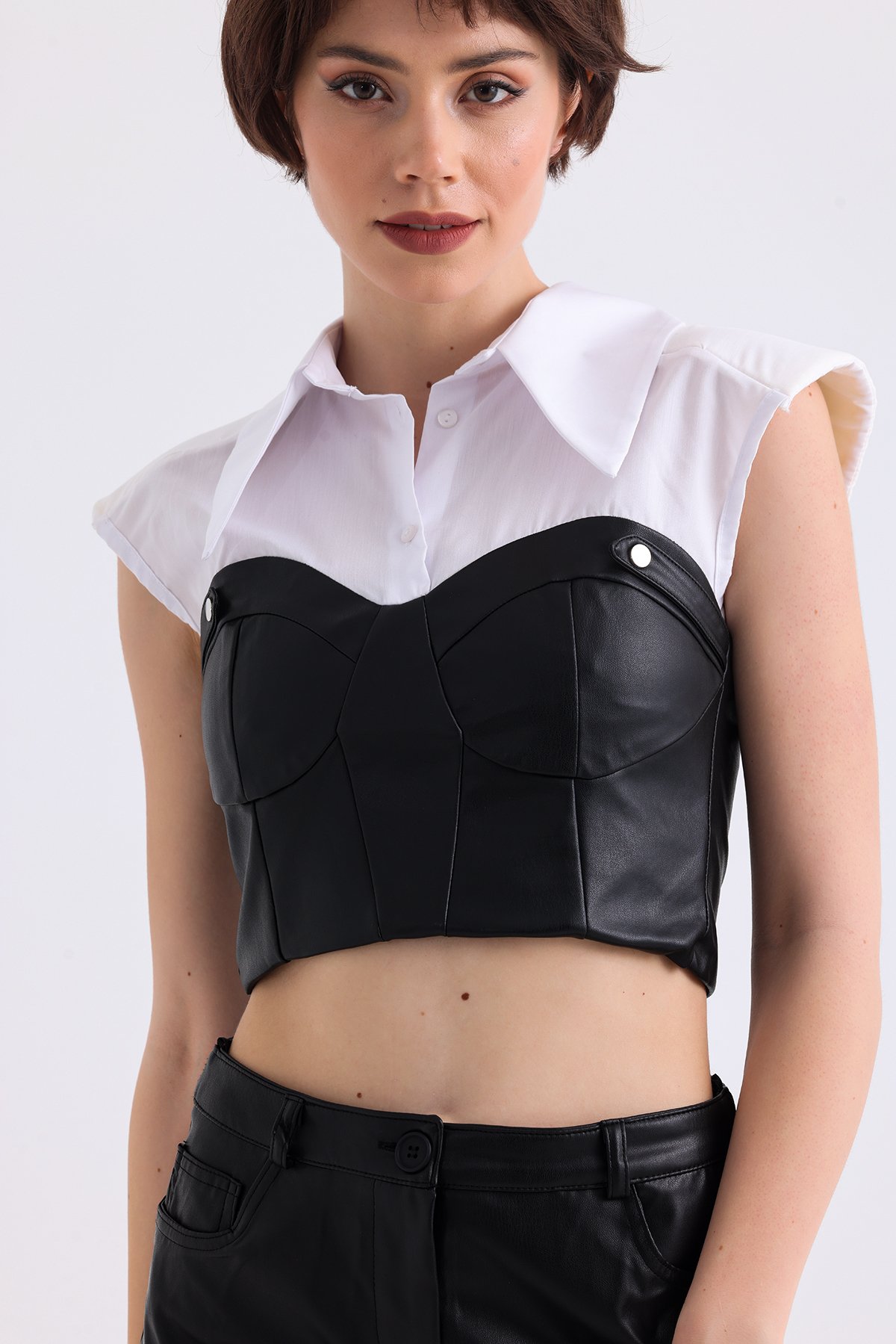 Poplin Garnili Deri Büstiyer LTNBSTY03