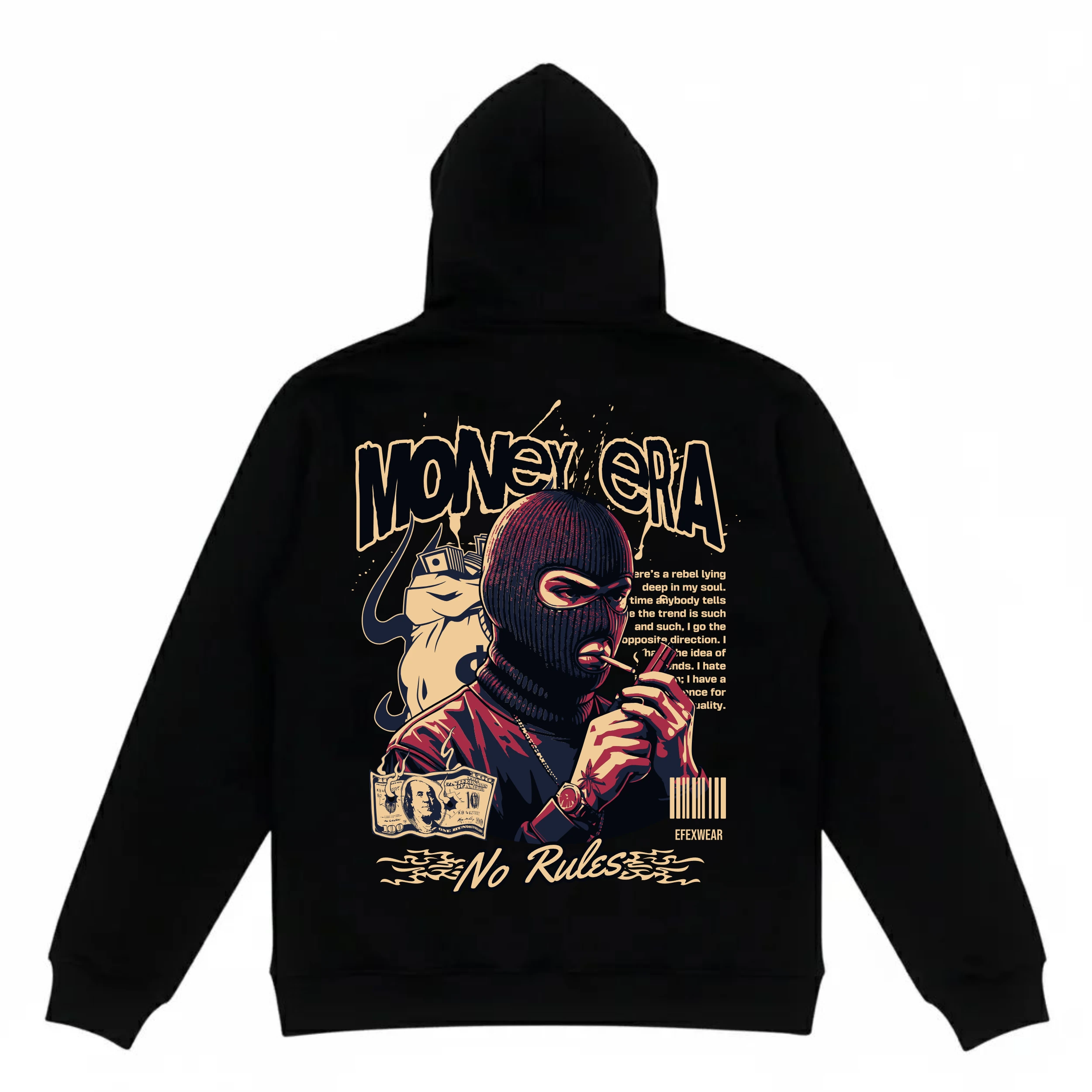 Money Era Baskılı Fermuarlı Hoodie