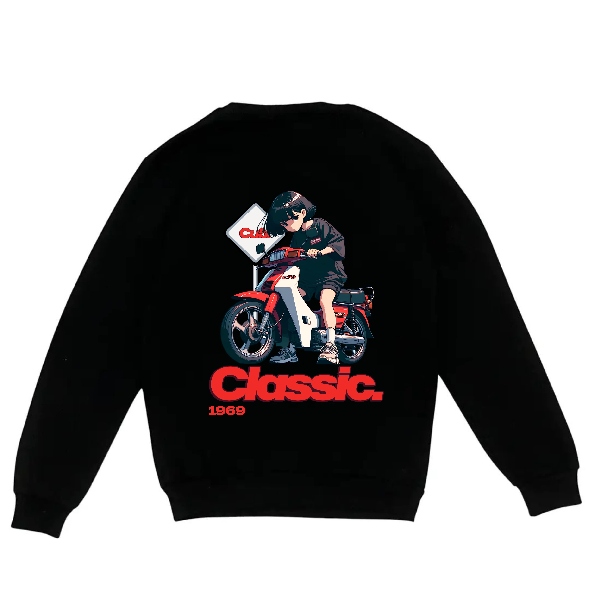 Motorcu Manga Kız Baskılı Regular Sweatshirt