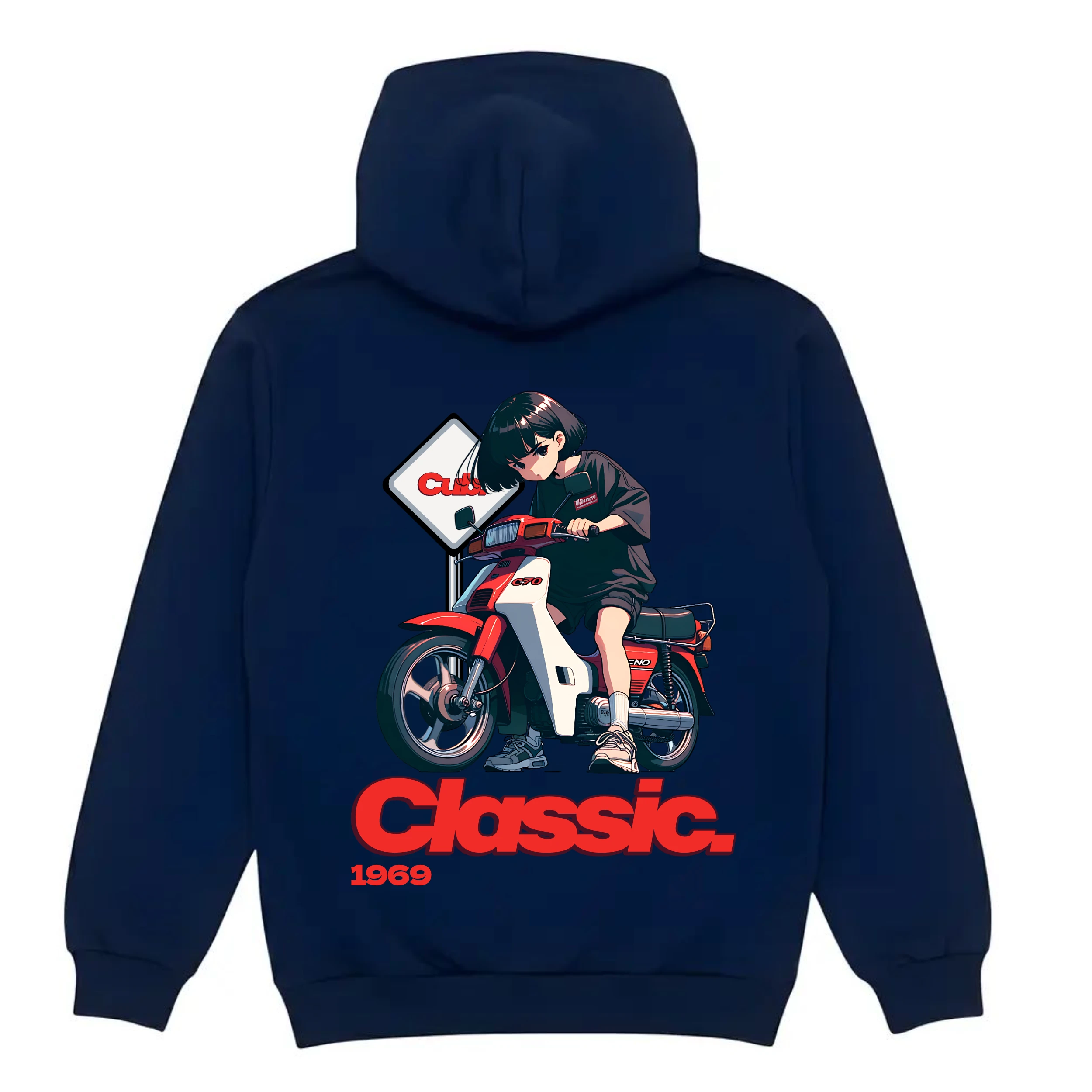 Motorcu Manga Kız Baskılı Regular Hoodie
