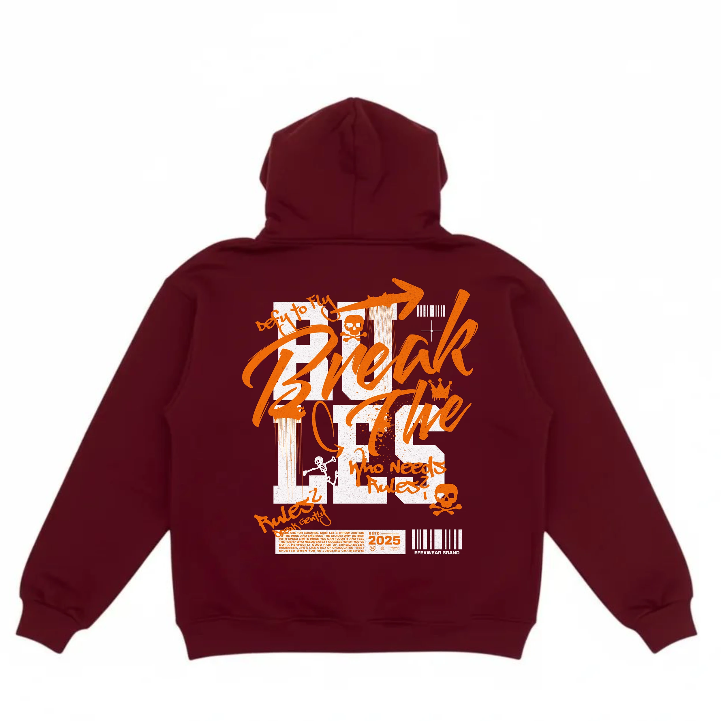 Break The Rules Baskılı Casual Hoodie