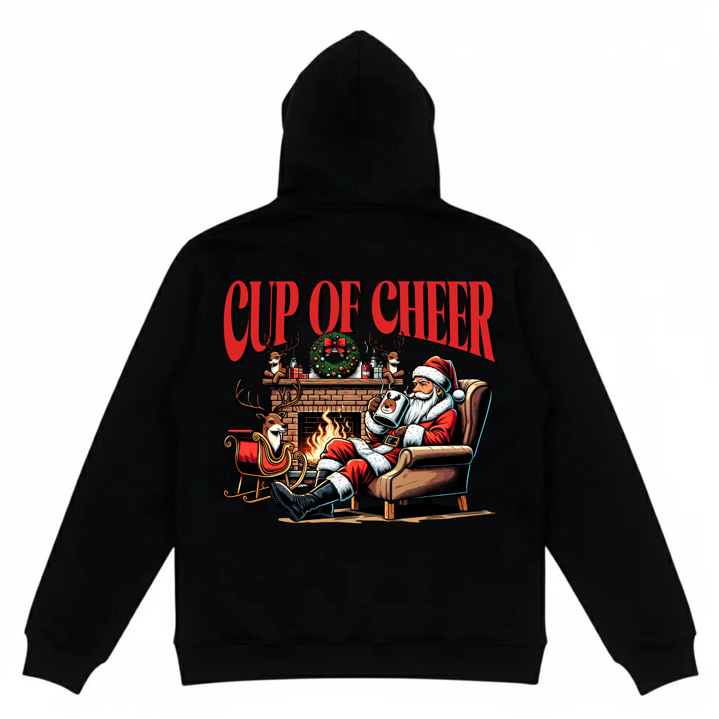 Cup of Cheer Baskılı Fermuarlı Regular Hoodie