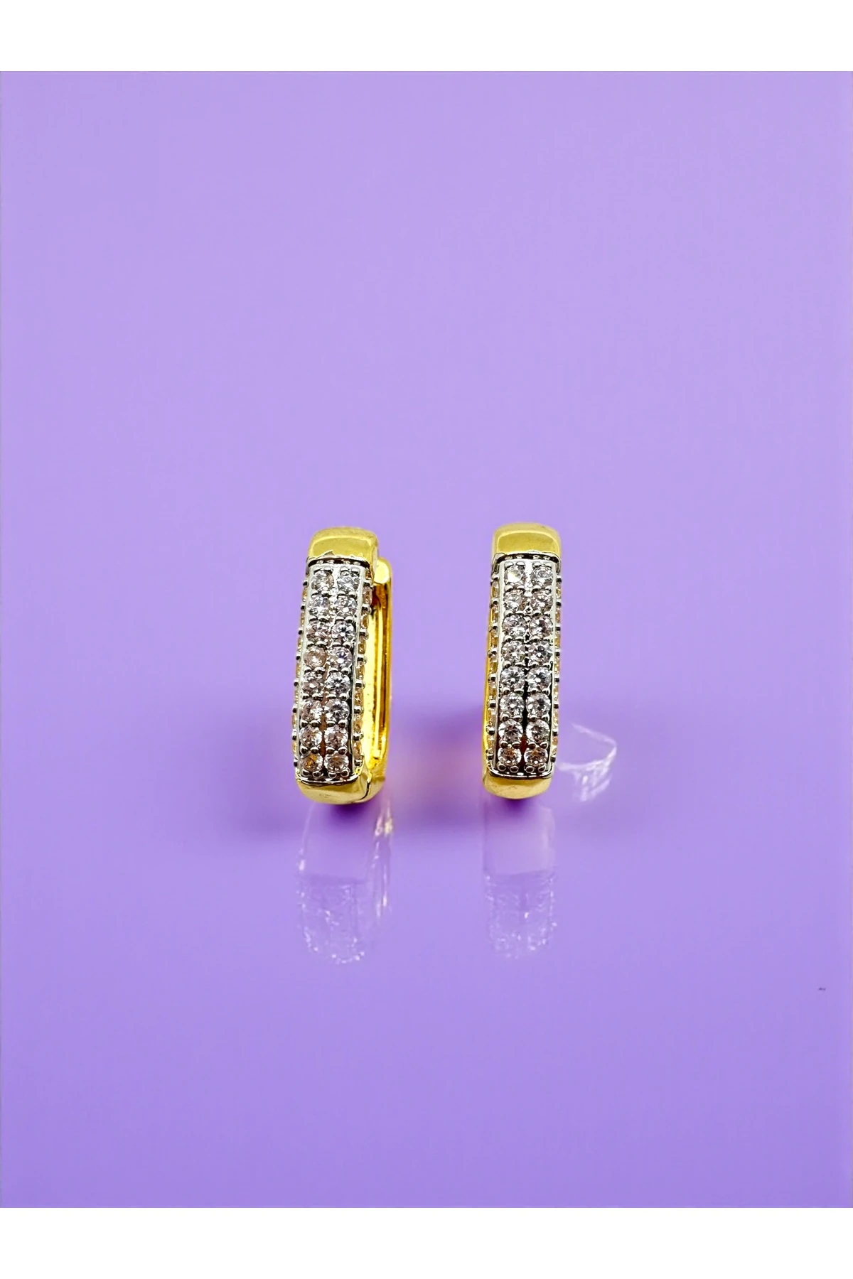 14K Gold Kaplama Zirkon Taşlı Küpe