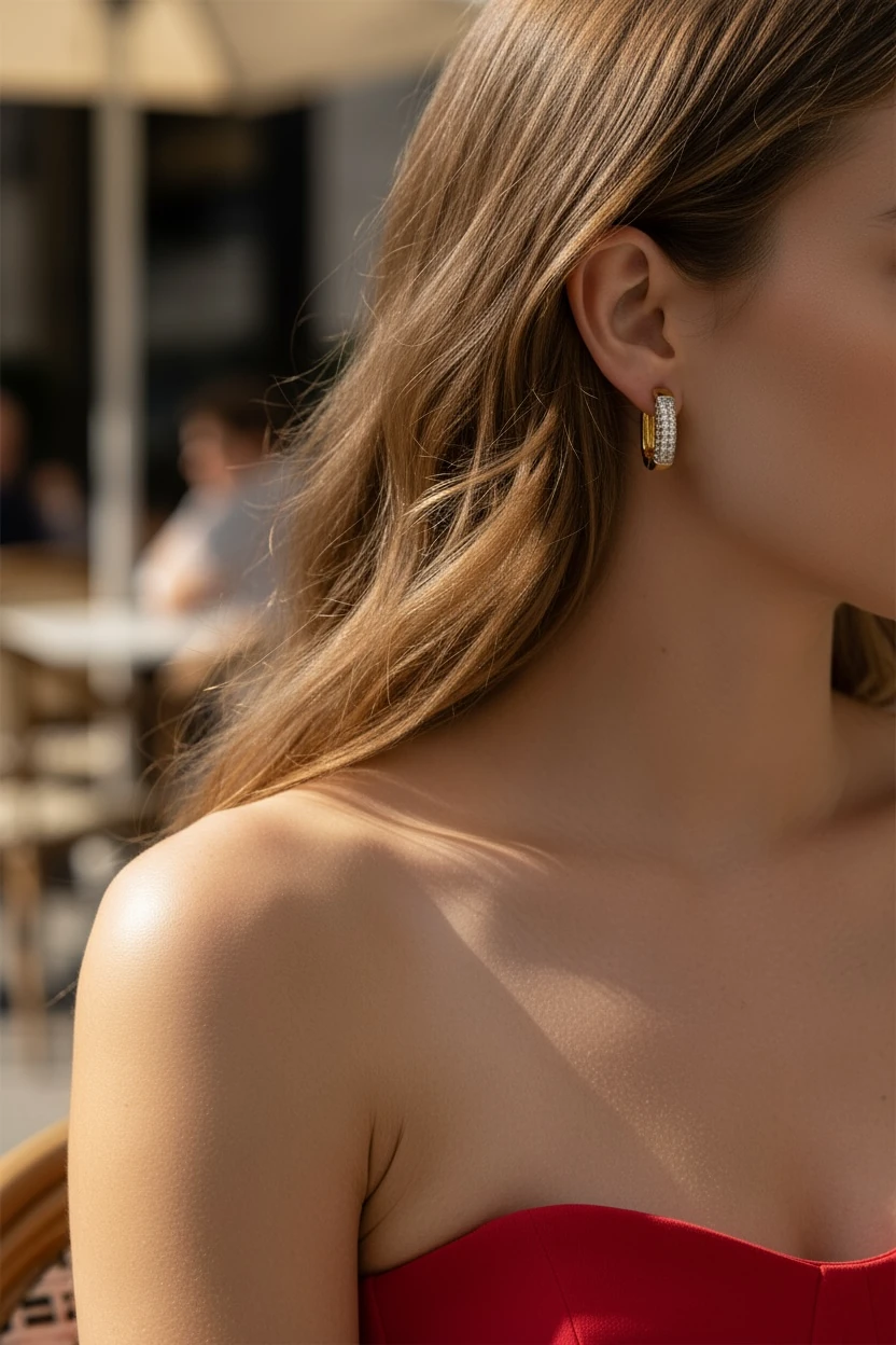 14K Gold Kaplama Zirkon Taşlı Küpe