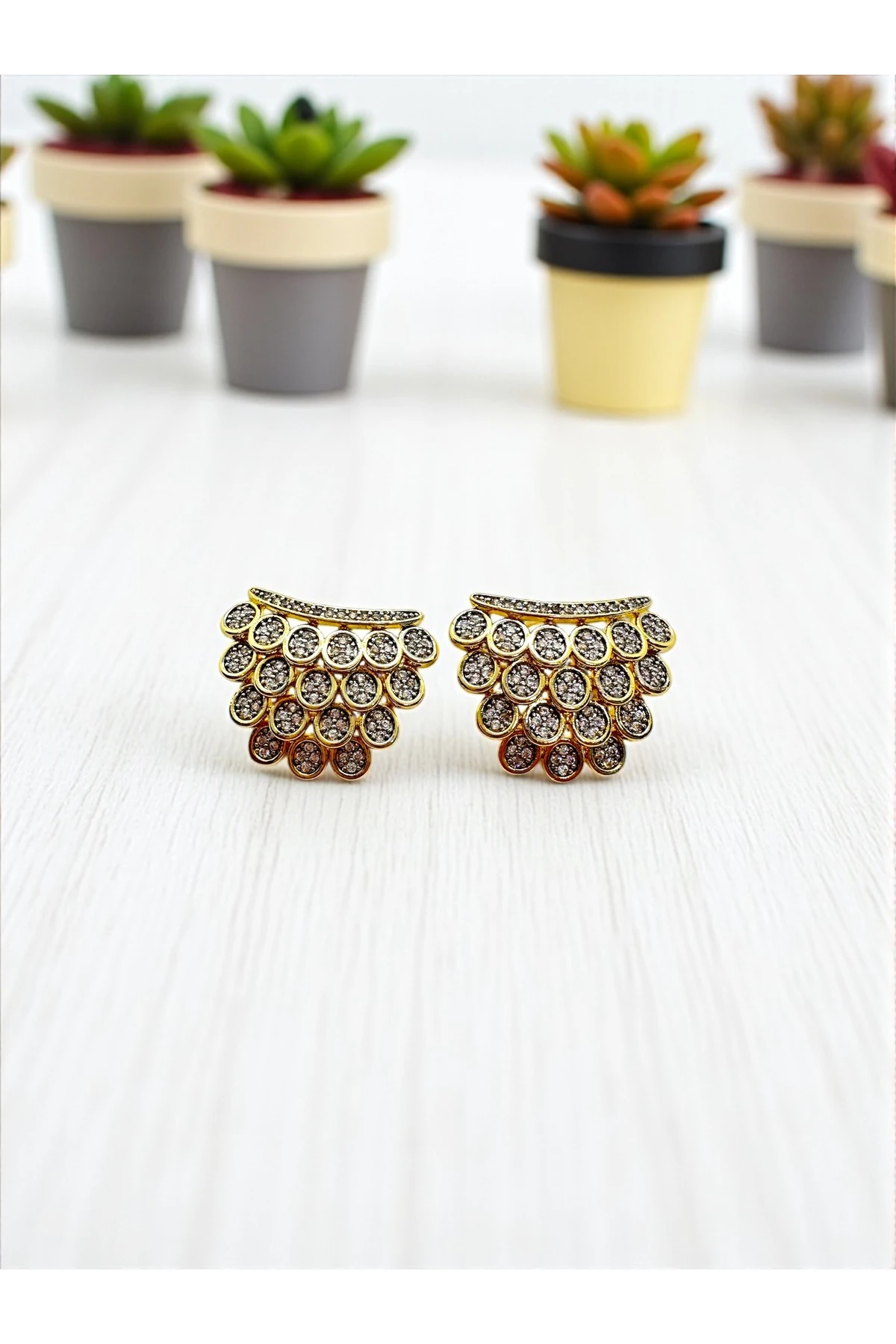 14K Gold Kaplama Zirkon Taşlı Küpe