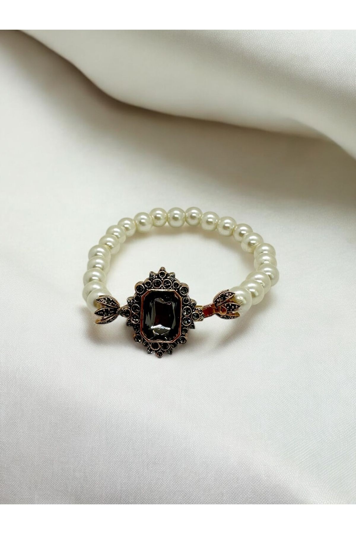 Dikdörtgen Black Diamond Taşlı İnci Bileklik
