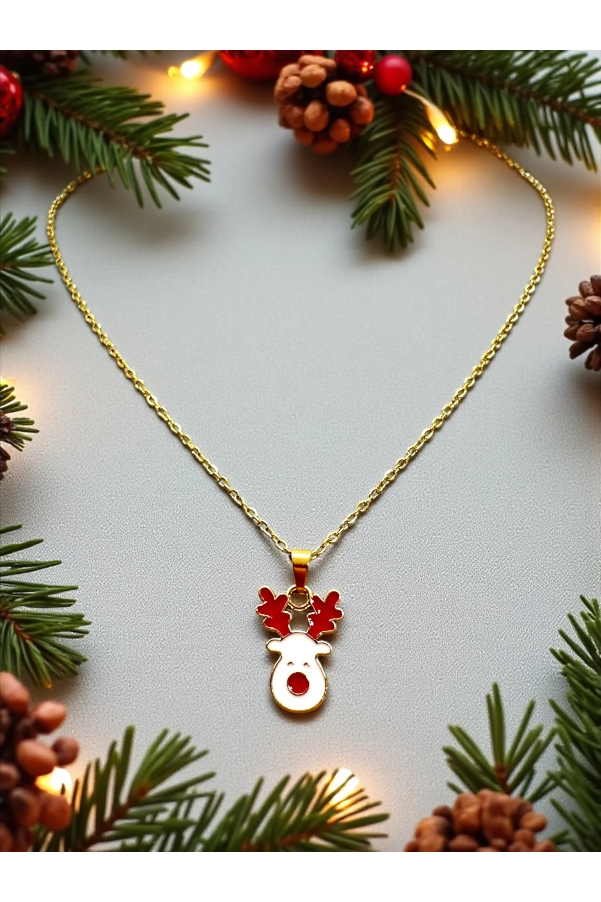 Geyik Yılbaşı Kolye