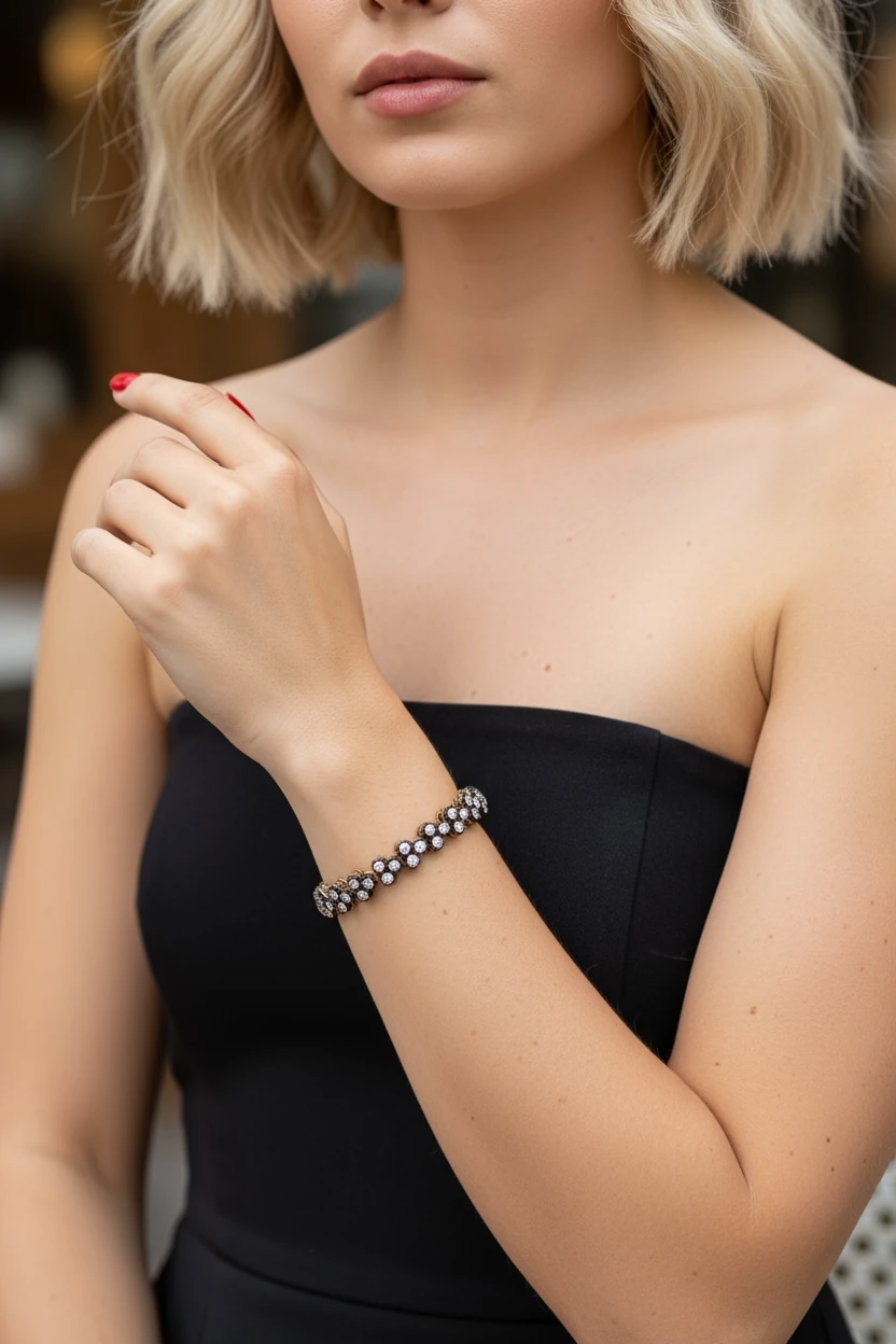 Üçlü Taş Sıralı Su Yolu Bileklik