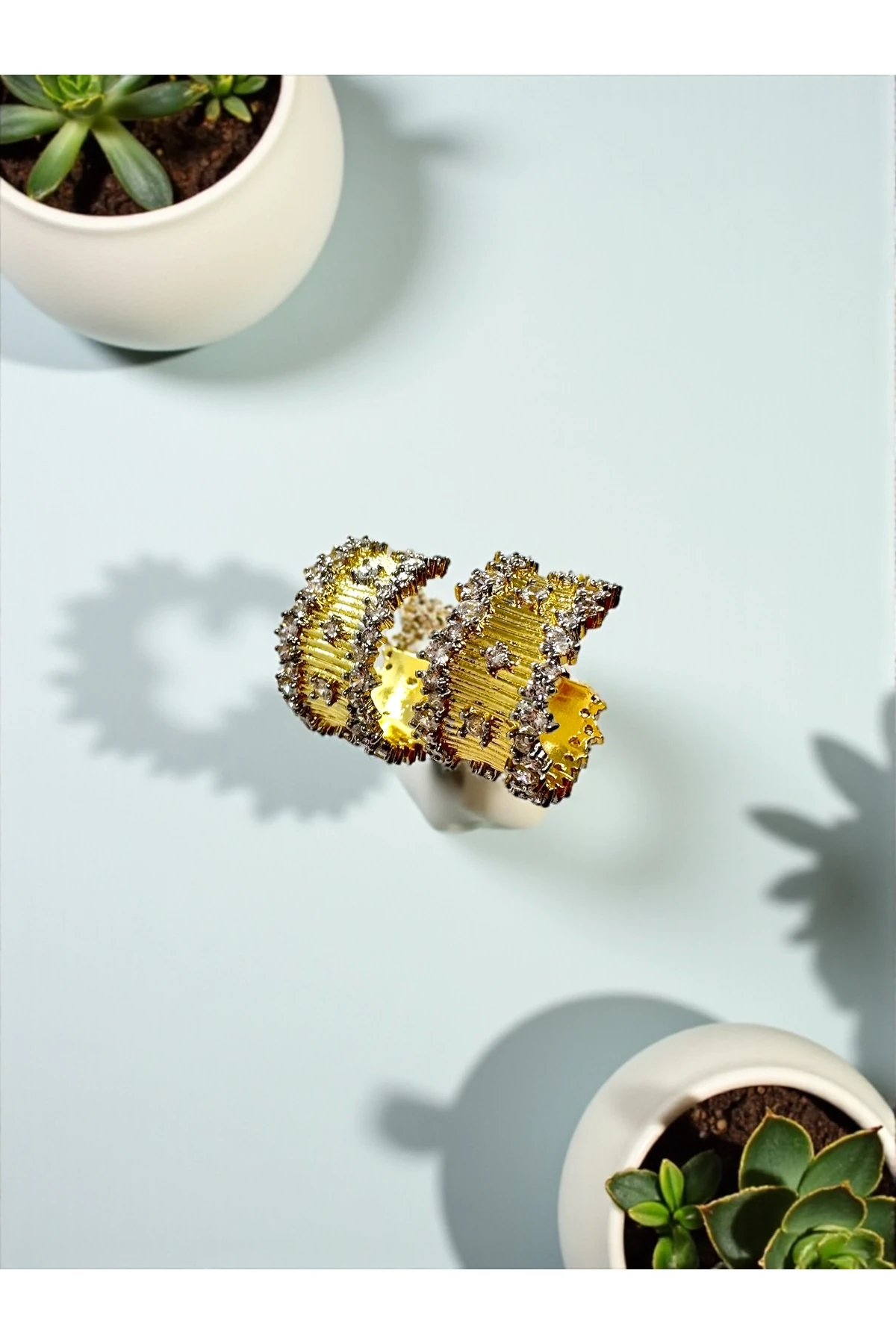 14K Gold Kaplama Zirkon Taşlı Küpe