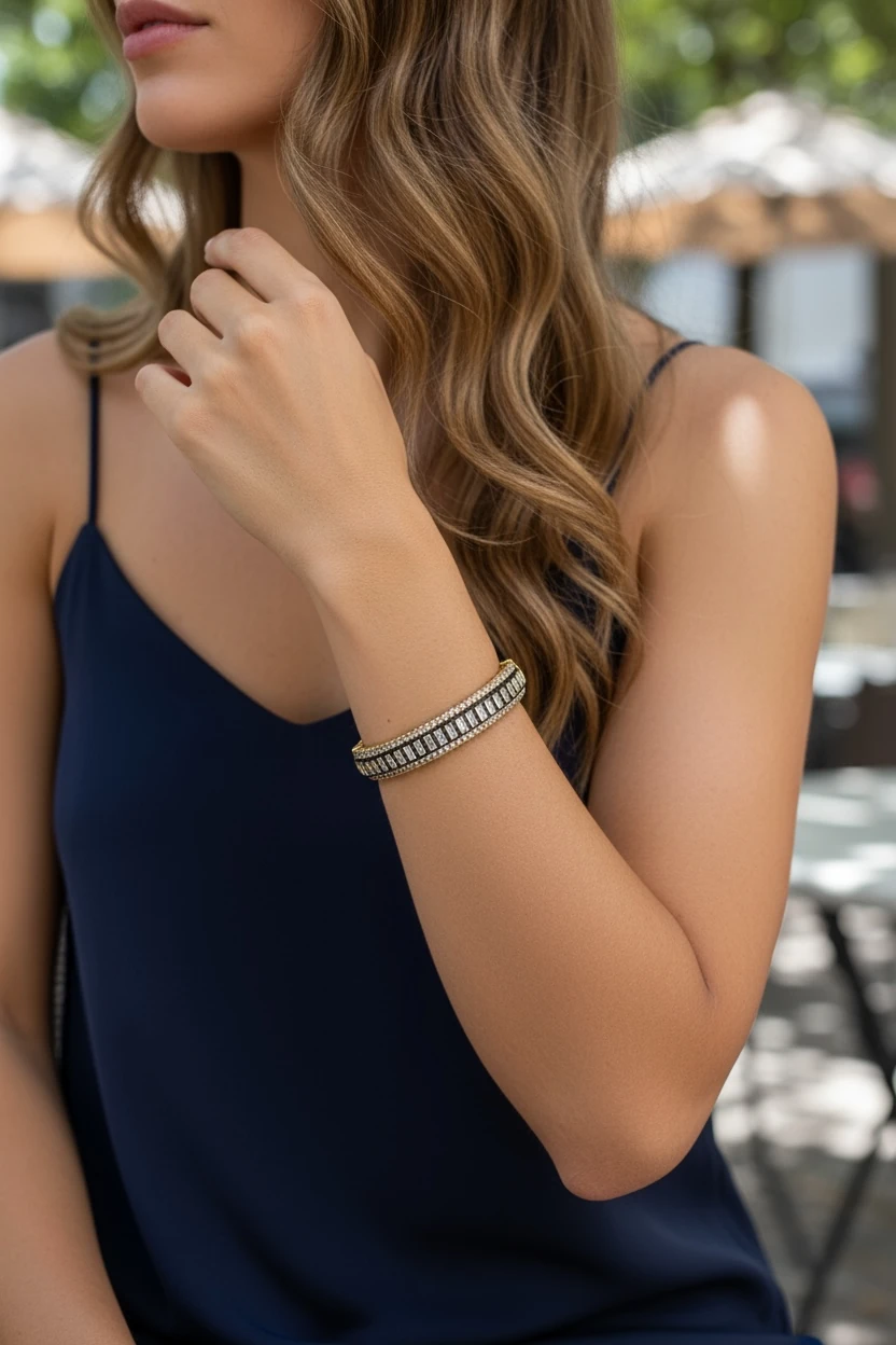 Elmas Montür Baget Taşlı Kelepçe Bileklik