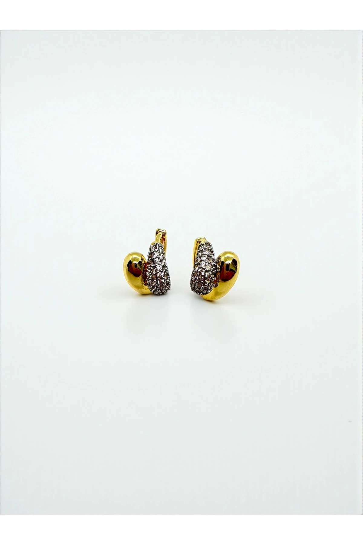 14K Gold Kaplama Zirkon Taşlı İkili Damla Küpe