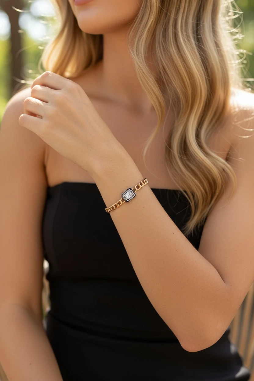 Baget Taşlı Zincir Bileklik image