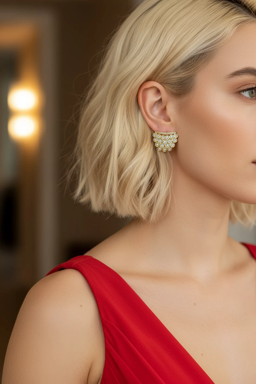 14K Gold Kaplama Zirkon Taşlı Küpe