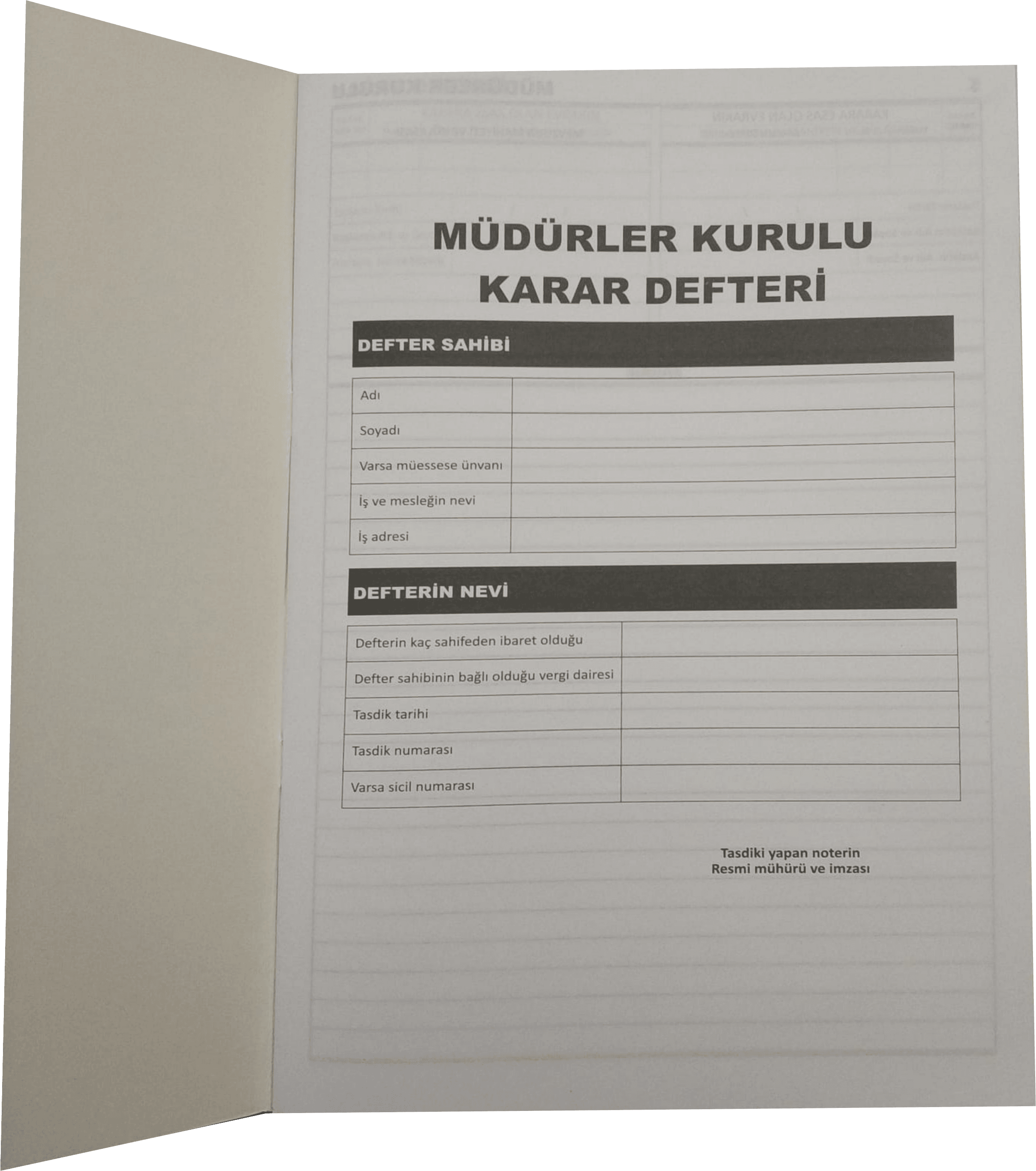 UYSAL Müdürler Kurulu Karar Defteri 40 Yaprak Numaralı (80 SAYFA) 10 Lu Paket Karton Kapak